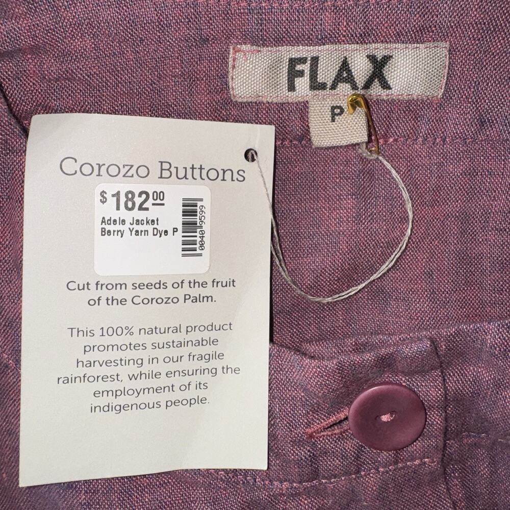NWT FLAX P Sz 6-10 Linen Purple Berry Yarn Dye Button Shacket Pocket Long Sleeve - Picture 10 of 14